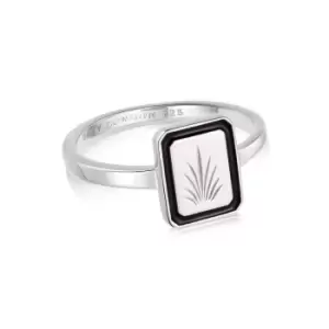 Image of Rings 925 Sterling Silver Engraved Palm Enamel Ring Sterling Silver