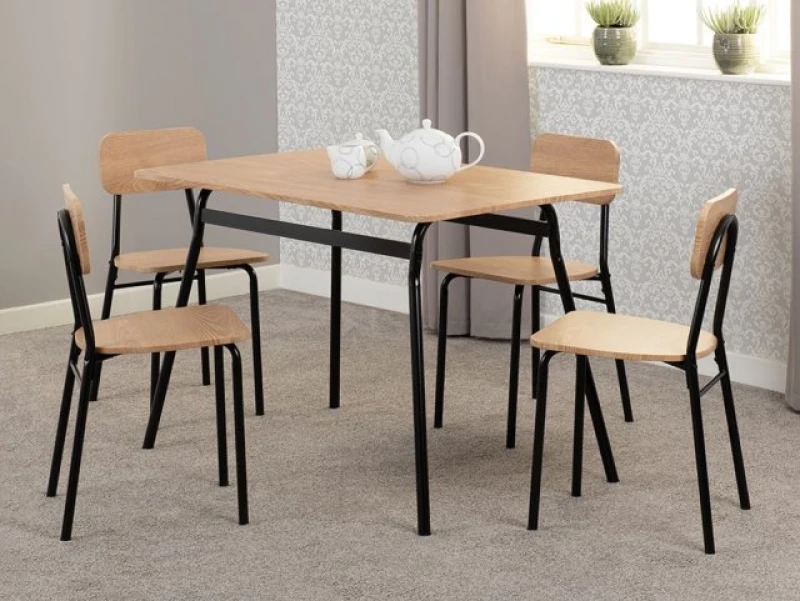 Image of Seconique Warren Black and Russet Oak Dining Table and 4 Chairs