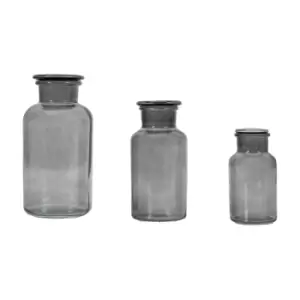 Image of Gallery Interiors Set of 3 Apothecary Jars in Smoke