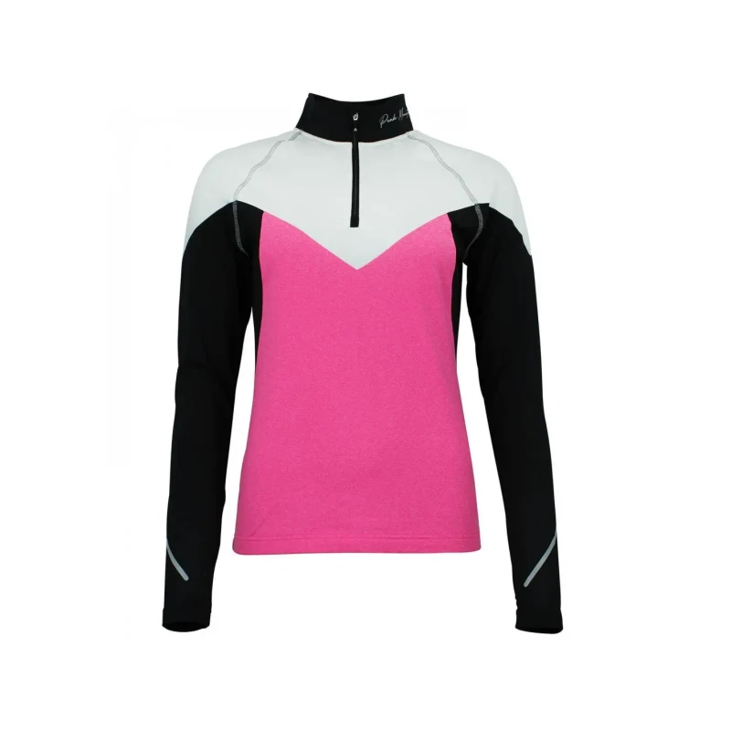 Image of Peak Mountain Womens 1st skin t-shirt with zip Peak Mountain Rose Female XL ANTOR/CX/FUSHIA CHINE/NOIR