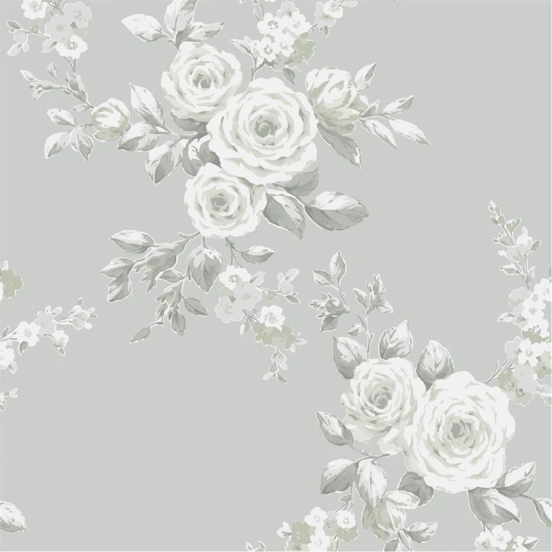 Image of Catherine Lansfield Canterbury Floral Wallpaper Sage Green unisex One Size