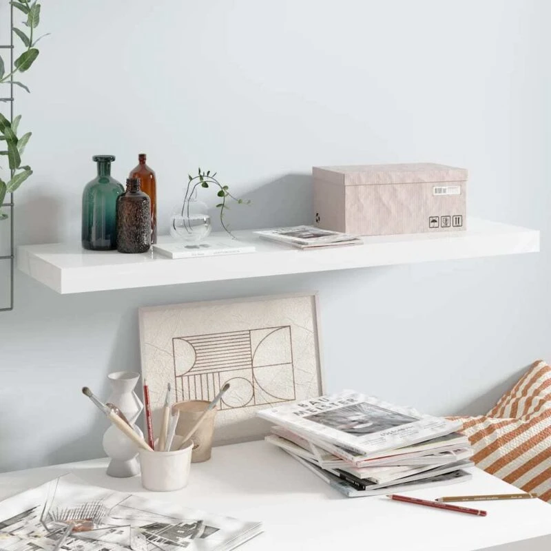 Image of VIDAXL Vidaxl - Floating Wall Shelf High Gloss White 90x23.5x3.8cm mdf 8720286073858