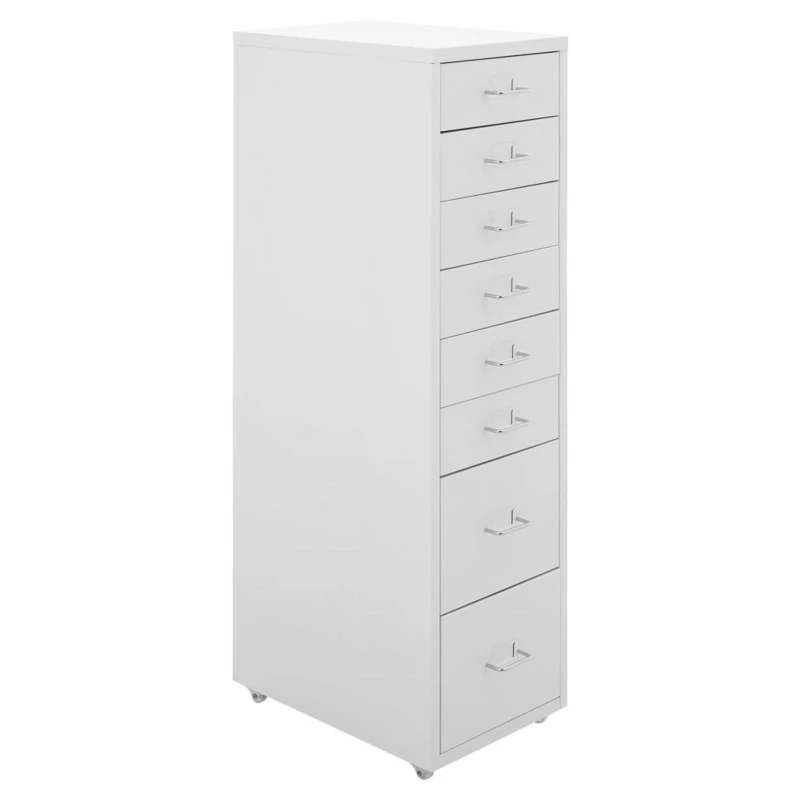 Image of Kabinet UK 8-Drawer Vertical File Cabinet with Wheels White unisex One size