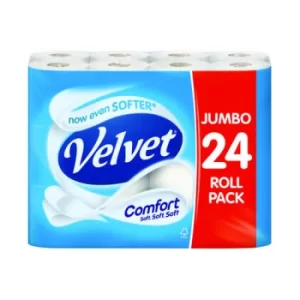 Image of Velvet Comfort Toilet Roll 2Ply White (Pack Of 24) 1102049