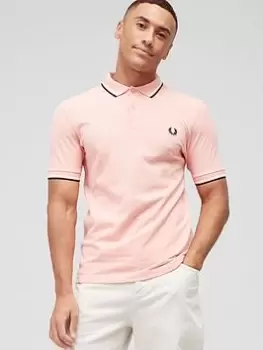 Image of Fred Perry Twin Tipped Polo Shirt - Peach, Pink Peach, Size S, Men