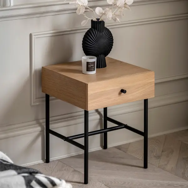 Image of Aubourn 1 Drawer Bedside Table Natural