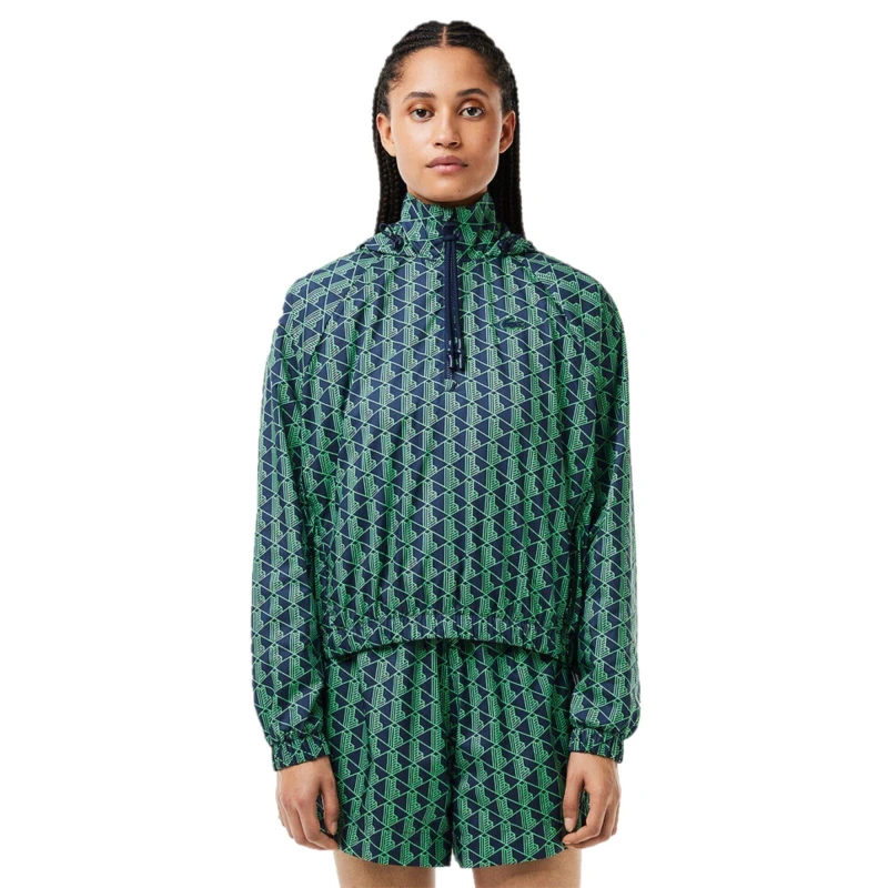 Image of Lacoste Womens Water-Resistant Adjustable Rain Anorak Navy Blue/Abysm female 6 (34)