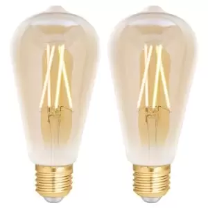 Image of 4lite WiZ Connected LED SMART E27 Filament Light Bulbs - Amber - Pack of 2