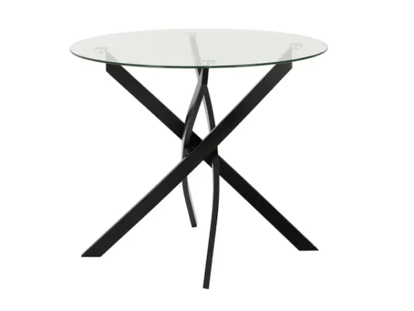 Image of Seconique Sheldon 90cm Glass and Black Dining Table