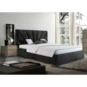 Image of Hamini Upholstered Beds - Plush Velvet, Small Double Size Frame, Black - Black