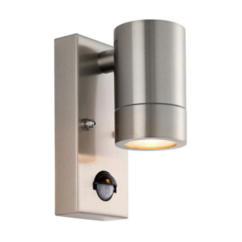 Image of Netlighting Palin PIR Outdoor Down Wall Lamp Brushed Stainless Steel IP65 Grey
