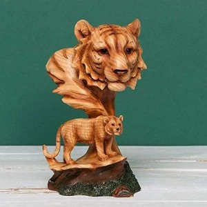 Image of Naturecraft Wood Effect Resin Figurine - Tiger & Cub