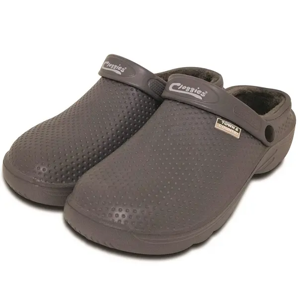 Image of Town & Country FLEECY EVA CLOGGIES SHOES CHARCOAL SIZE 5