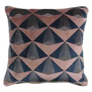 Image of Leveque Velvet Jacquard Cushion Blush/Navy, Blush/Navy / 50 x 50cm / Polyester Filled