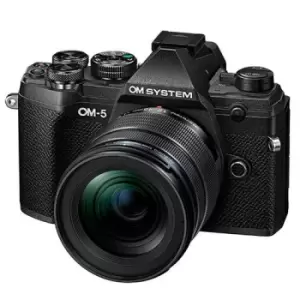 Image of OM System OM-5 Mirrorless Camera in Black with 12-45mm F4 Pro Lens