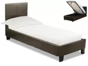 Image of LPD Prado 3ft Single Brown Upholstered Faux Leather Ottoman Bed Frame