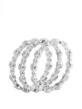 Image of The Love Silver Collection Sterling Silver Bubble Cubic Zirconia Set Of Three Stacking Rings