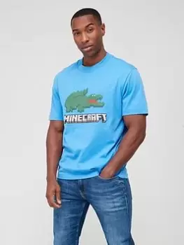 Image of Lacoste X Minecraft Logo T-Shirt - Blue