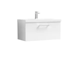 Image of Nuie Arno 800mm Wall Hung 1 Drawer Vanity & Basin 1 Gloss White