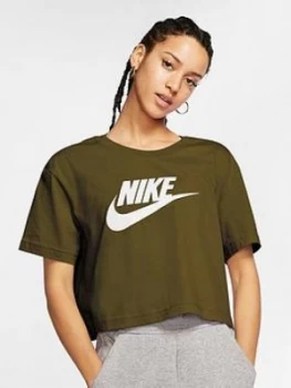 Image of Nike Nsw Essentials Futura Short Sleeve Crop Top - Olive