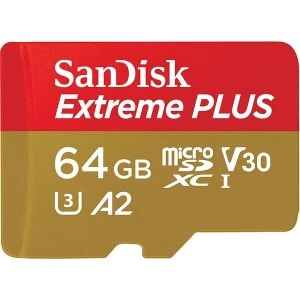Image of SanDisk Extreme Plus 64GB MicroSDXC Memory Card