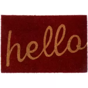 Image of Hello Design Red Door Mat Non Slip Floor Mat Indoor And Outdoor Welcome Mat With Robust Coir For Door Entrances House Entryway Kitchen Outside Porch