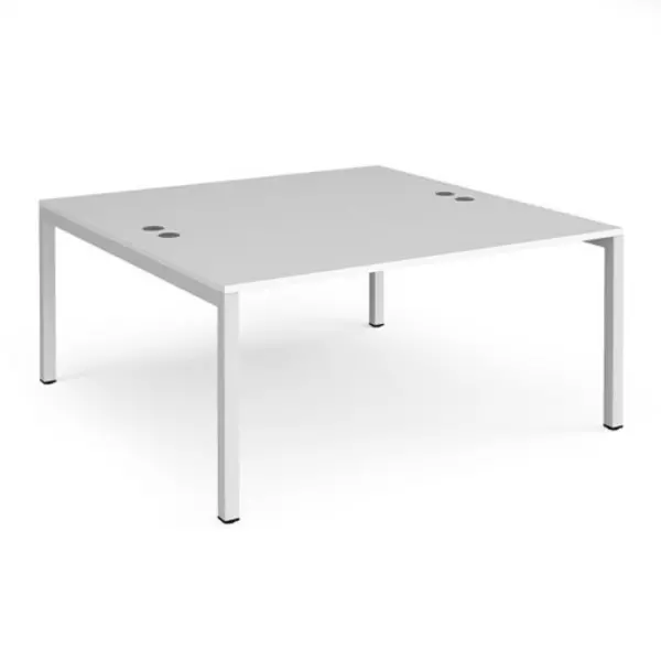 Image of Connex Bench Desk 2 Person Starter Rectangular Desks 1600mm White Tops With White Frames 1600mm Depth Connex White CO1616-SB-WH-WH