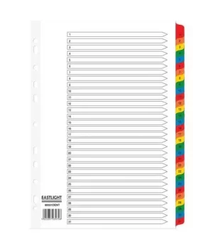 Image of ValueX Index 1-31 A4 Mylar Coloured Tabs White