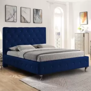 Image of Envisage Trade - Barella Upholstered Beds - Plush Velvet, Single Size Frame, Blue - Blue