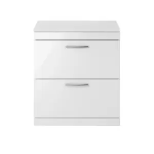 Image of Nuie Athena 800 Floor Standing 2-drawer Vanity & Worktop - Gloss White