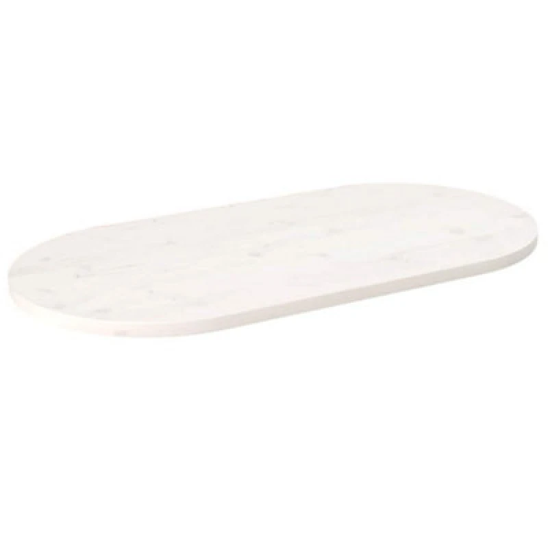 Image of Vidaxl Table Top White 100X50X2.5cm Solid Wood Pine Oval, White 824361