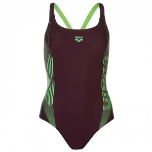 Image of Arena Twinkle Swim Suit Ladies - Red Wine/Green