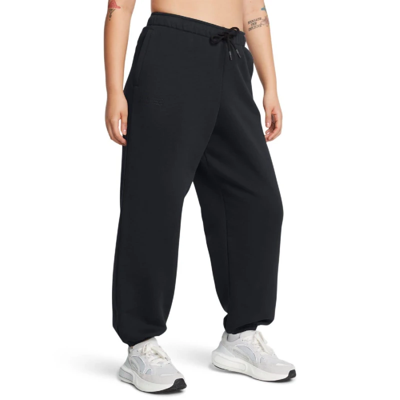 Image of Under Armour Icon Fleece Wordmark Oversized Pants Black female 0-2