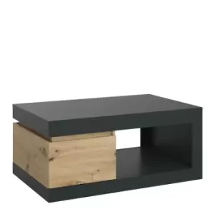 Image of Luci 1 Drawer Coffee Table In Platinum And Oak Effect