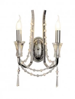 Image of Wall Lamp 2 Candle Light E14 Polished Chrome, Crystal