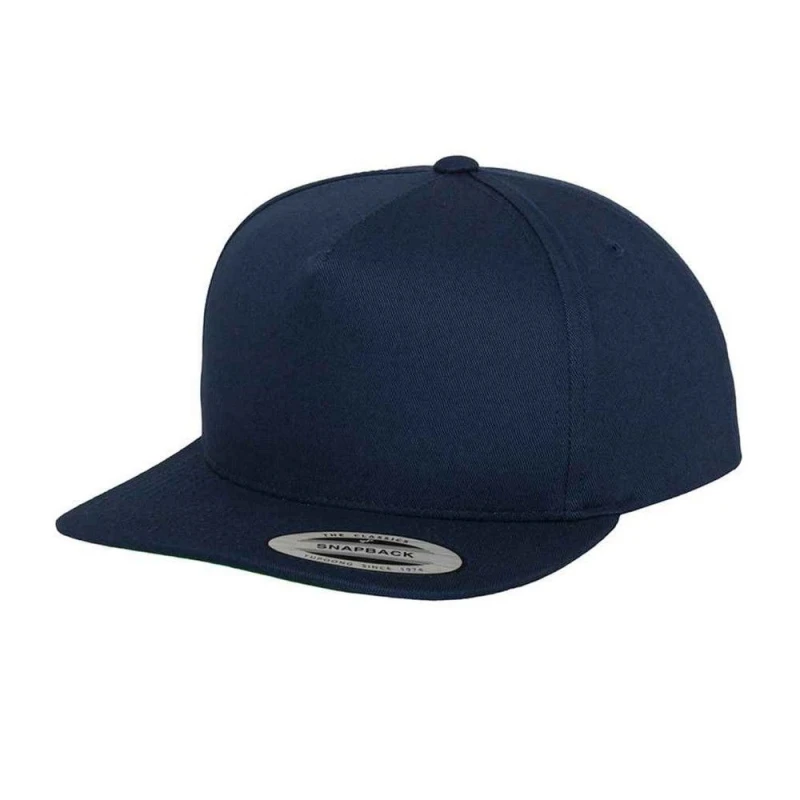 Image of Flexfit Flexfit Men Yupoong 5 Panel Snapback Baseball Cap in Navy Navy One Size Male 5063425967018