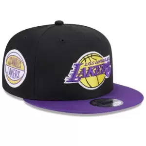 Image of New Era Nba Los Angeles Lakers Contrast Side Patch 9fifty Snapback Cap, Black
