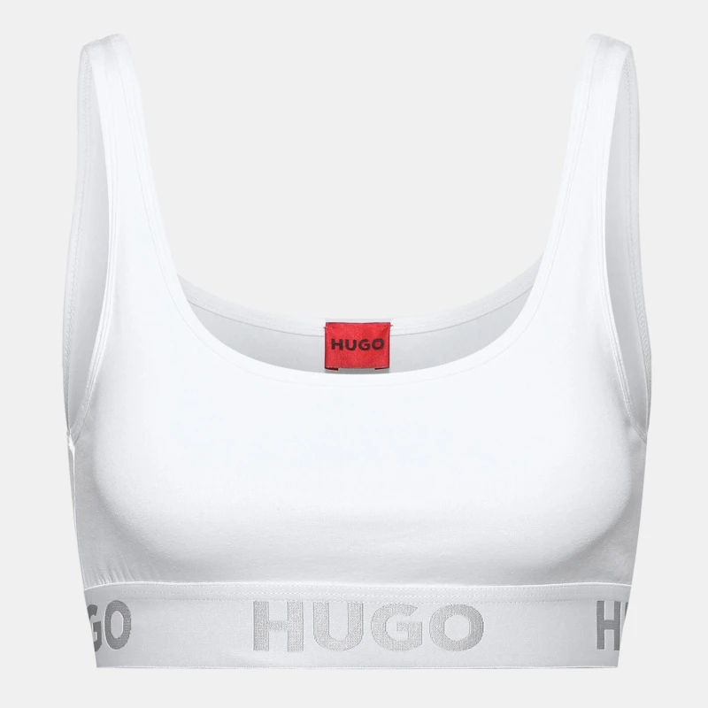 Image of Hugo Sporty Logo Bralette - White White 16