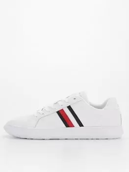 Image of Tommy Hilfiger Corporate Cup Leather Stripes Trainers - White, Size 40, Men