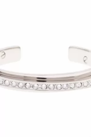 Image of Ladies Karen Millen PVD Silver Plated Crystal Diagonal Cuff Sm KMJ341-01-02SM