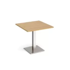 Image of Brescia square dining table with flat square brushed steel base 800mm - oak
