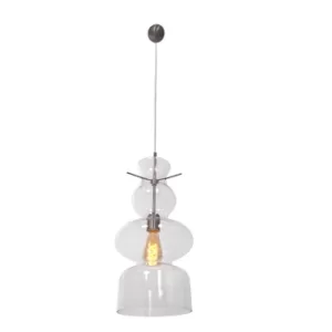 Image of Anne Dome Pendant Ceiling Lights Steel Brushed, Glass Transparent Grey