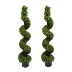 Image of GreenBrokers Artificial Boxwood Spiral Trees 120cm 2 Pack