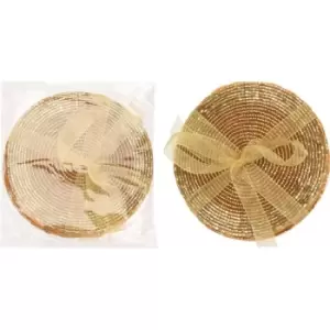 Image of The Spirit Of Christmas 4Pk Beaded Coasters24 - Gold