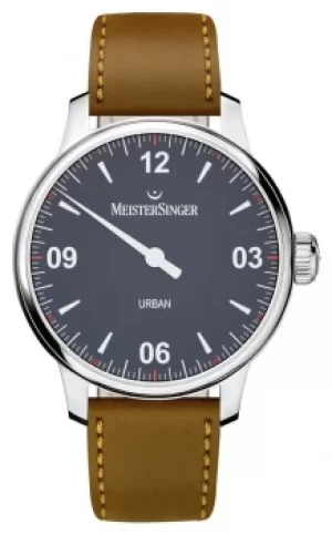 Image of MeisterSinger Urban Blue Brown Leather Strap UR908 Watch