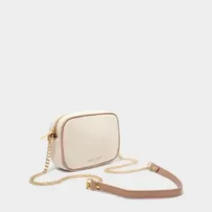 Image of Amalfi Canvas Millie Crossbody Bag in Off White and Soft Tan KLB2758