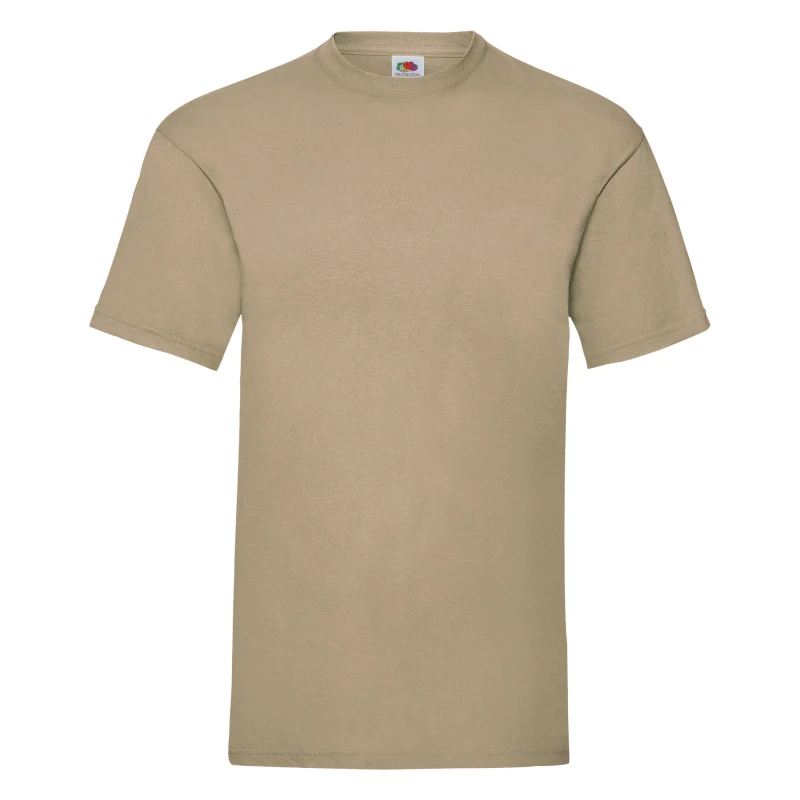 Image of Fruit Of The Loom Fruit of the Loom Men Valueweight Short Sleeve T-Shirt in Khaki Size: Small Khaki S Male 5055747627039