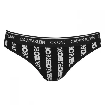 Image of Calvin Klein ONE Cotton Bikini Briefs - LOGO STRIPE BLK
