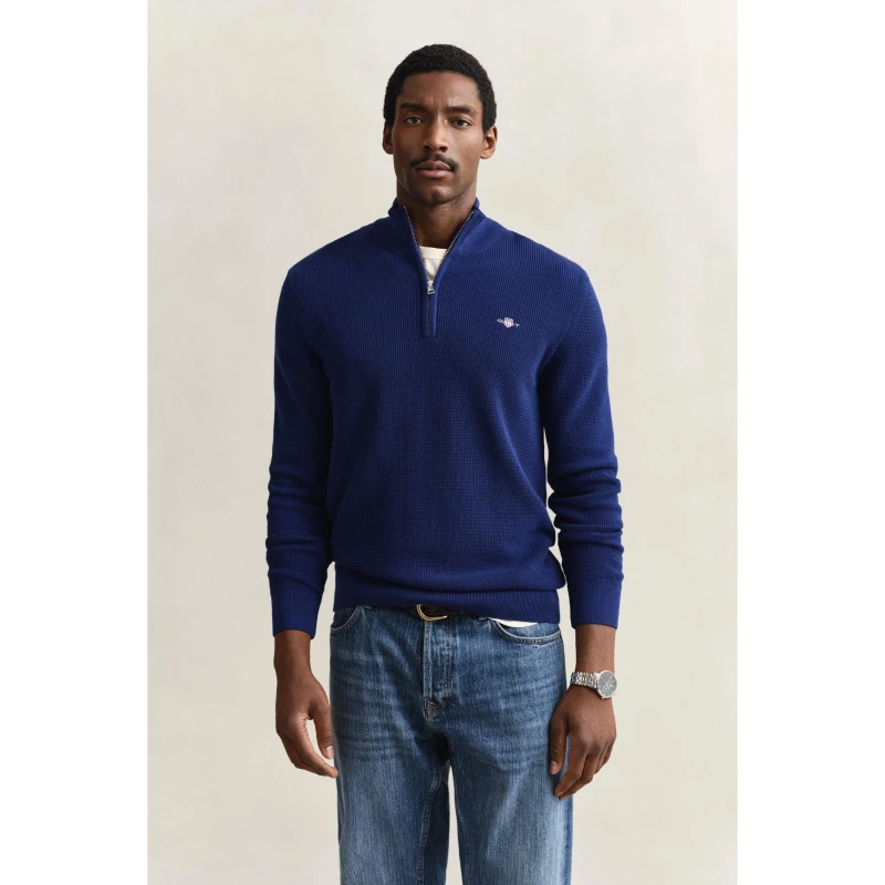Image of Gant Gant Textrd Half Zip Sn62 Navy 432 male S