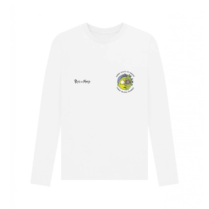 Image of Rick & Morty Mens Nobody Exists Long-Sleeved T-Shirt in White Size: Medium White Male M